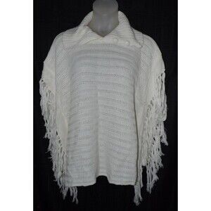 NEW NWT Creamy White Sz Large Fringed Lightweight Soft Sweater Shawl Wrap